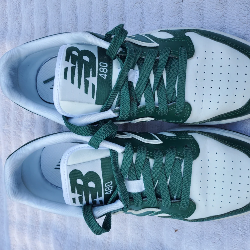 New Balance 480 Green and White Court Shoes 5.5Y - Picture 2 of 7